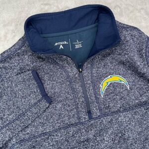 Los Angeles LA Chargers Antigua Pullover Mens Large Heather Blue Quarter Zip NFL